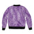 Hawaii Plumeria Lei Sleeve Zip Bomber Jacket Aloha Festive Vibe - Violet