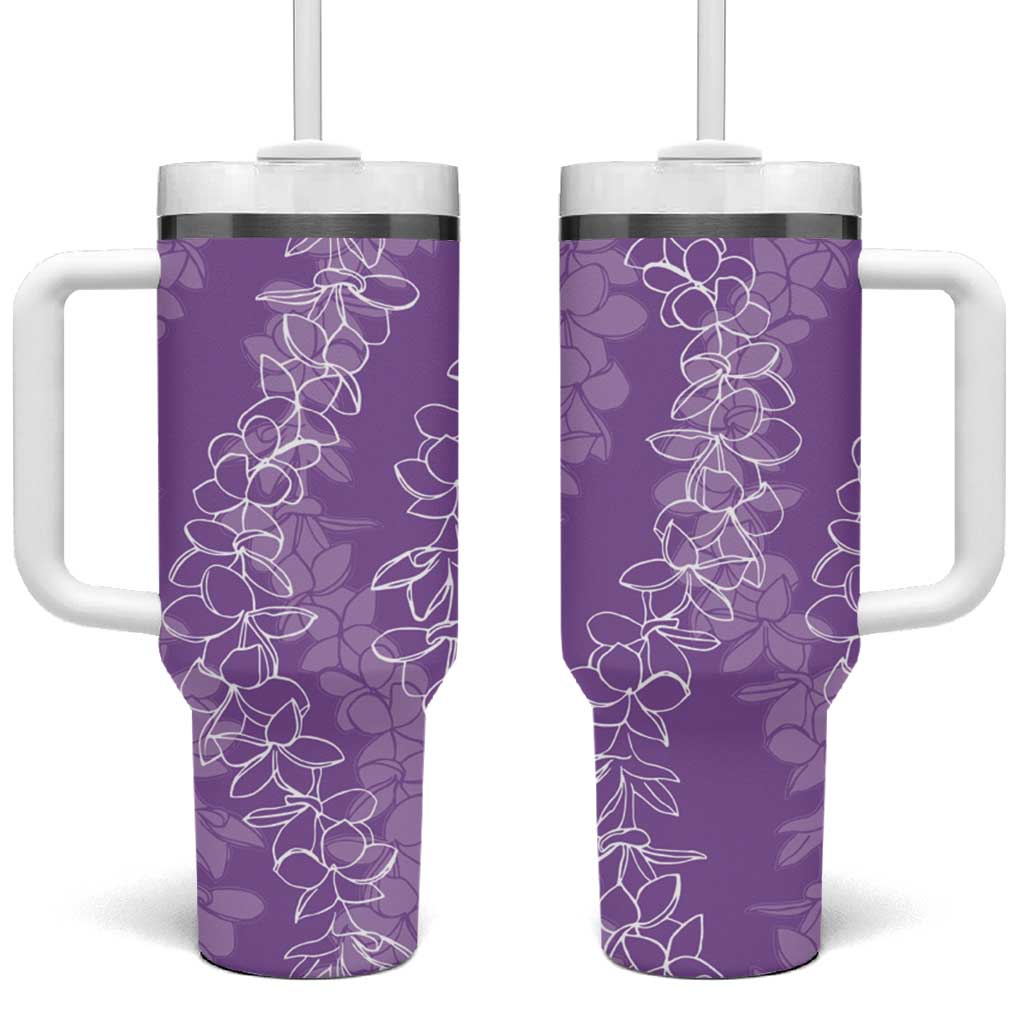 Hawaii Plumeria Lei Tumbler With Handle Aloha Festive Vibe - Violet LT7 One Size: 40 oz Violet - Polynesian Pride