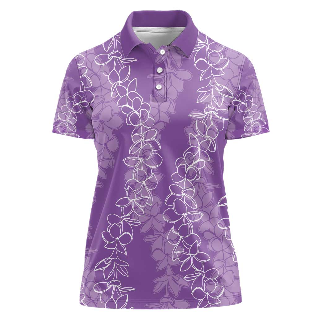 Hawaii Plumeria Lei Women Polo Shirt - Aloha Festive Vibe Violet LT7 Female Violet - Polynesian Pride