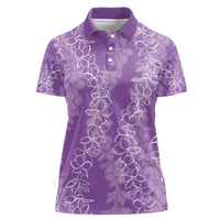 Hawaii Plumeria Lei Women Polo Shirt - Aloha Festive Vibe Violet LT7 Female Violet - Polynesian Pride