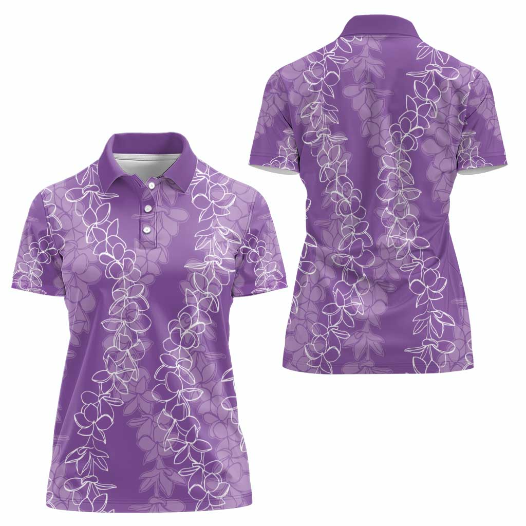 Hawaii Plumeria Lei Women Polo Shirt - Aloha Festive Vibe Violet LT7 - Polynesian Pride