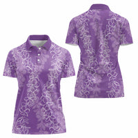 Hawaii Plumeria Lei Women Polo Shirt - Aloha Festive Vibe Violet LT7 - Polynesian Pride