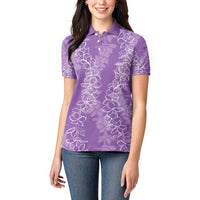 Hawaii Plumeria Lei Women Polo Shirt - Aloha Festive Vibe Violet LT7 - Polynesian Pride