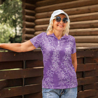 Hawaii Plumeria Lei Women Polo Shirt - Aloha Festive Vibe Violet LT7 - Polynesian Pride
