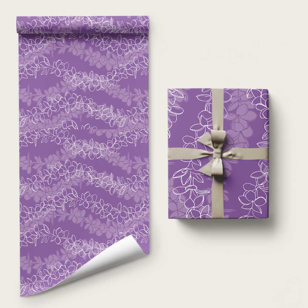 Hawaii Plumeria Lei Wrapping Paper Aloha Festive Vibe - Violet LT7 58" × 23" Violet - Polynesian Pride