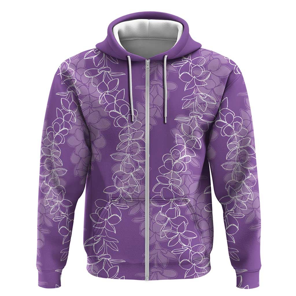 Hawaii Plumeria Lei Zip Hoodie Aloha Festive Vibe - Violet LT7 Zip Hoodie Violet - Polynesian Pride