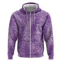 Hawaii Plumeria Lei Zip Hoodie Aloha Festive Vibe - Violet LT7 Zip Hoodie Violet - Polynesian Pride