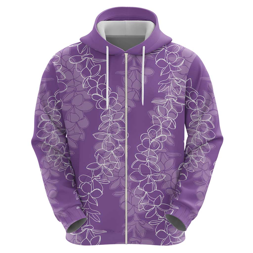 Hawaii Plumeria Lei Zip Hoodie Aloha Festive Vibe - Violet LT7 - Polynesian Pride
