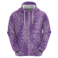 Hawaii Plumeria Lei Zip Hoodie Aloha Festive Vibe - Violet LT7 - Polynesian Pride