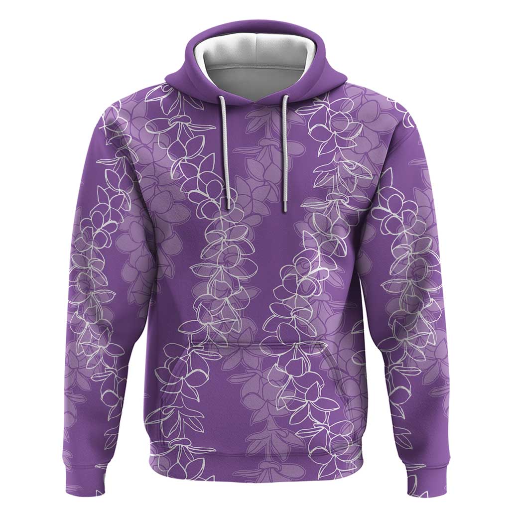 Hawaii Plumeria Lei Zip Hoodie Aloha Festive Vibe - Violet LT7 Pullover Hoodie Violet - Polynesian Pride