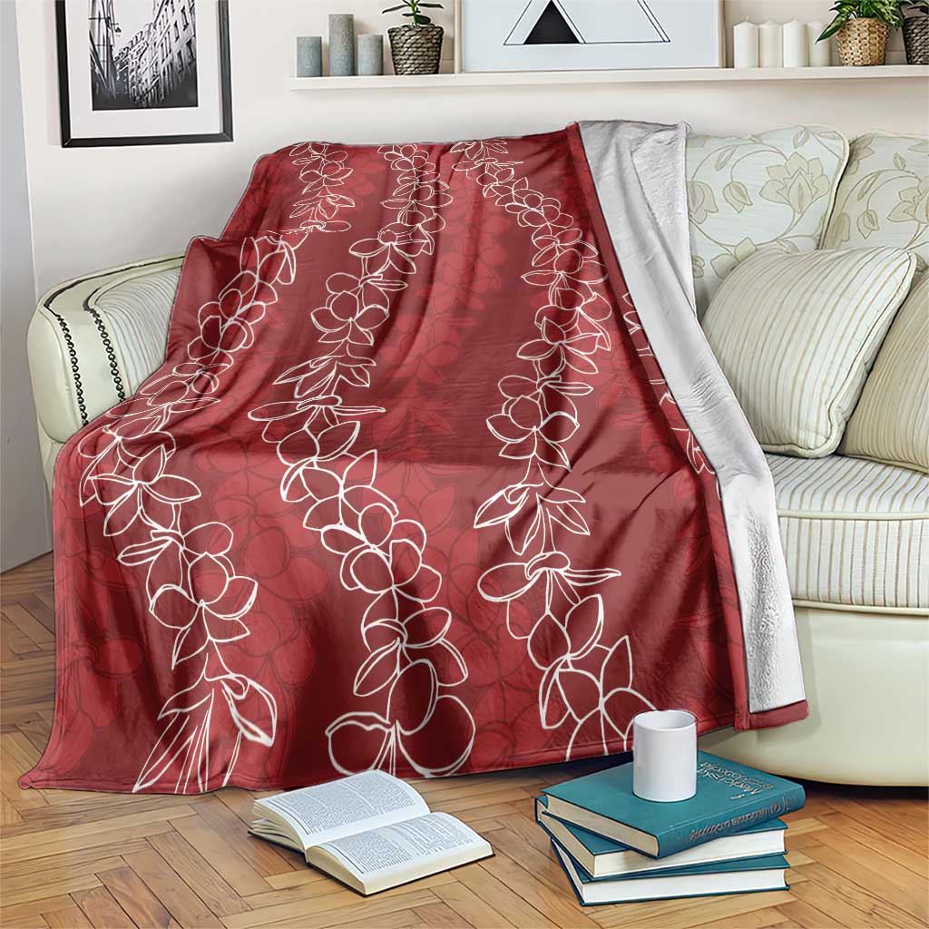 Hawaii Plumeria Lei Blanket Aloha Festive Vibe - Crimson LT7 Crimson - Polynesian Pride