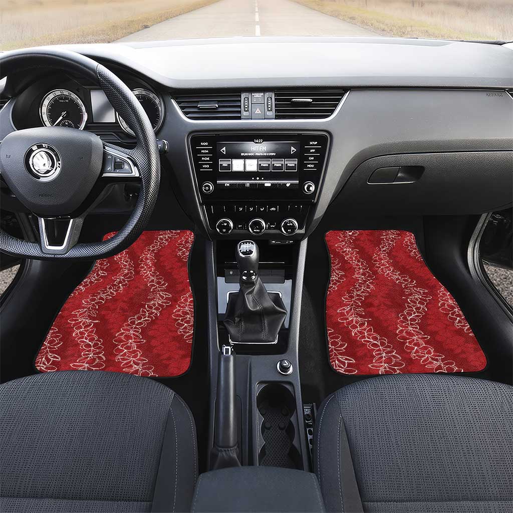 Hawaii Plumeria Lei Car Mats Aloha Festive Vibe - Crimson LT7 Set 2pcs - Front Crimson - Polynesian Pride