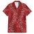 Hawaii Plumeria Lei Family Matching Off Shoulder Short Dress and Hawaiian Shirt Aloha Festive Vibe - Crimson