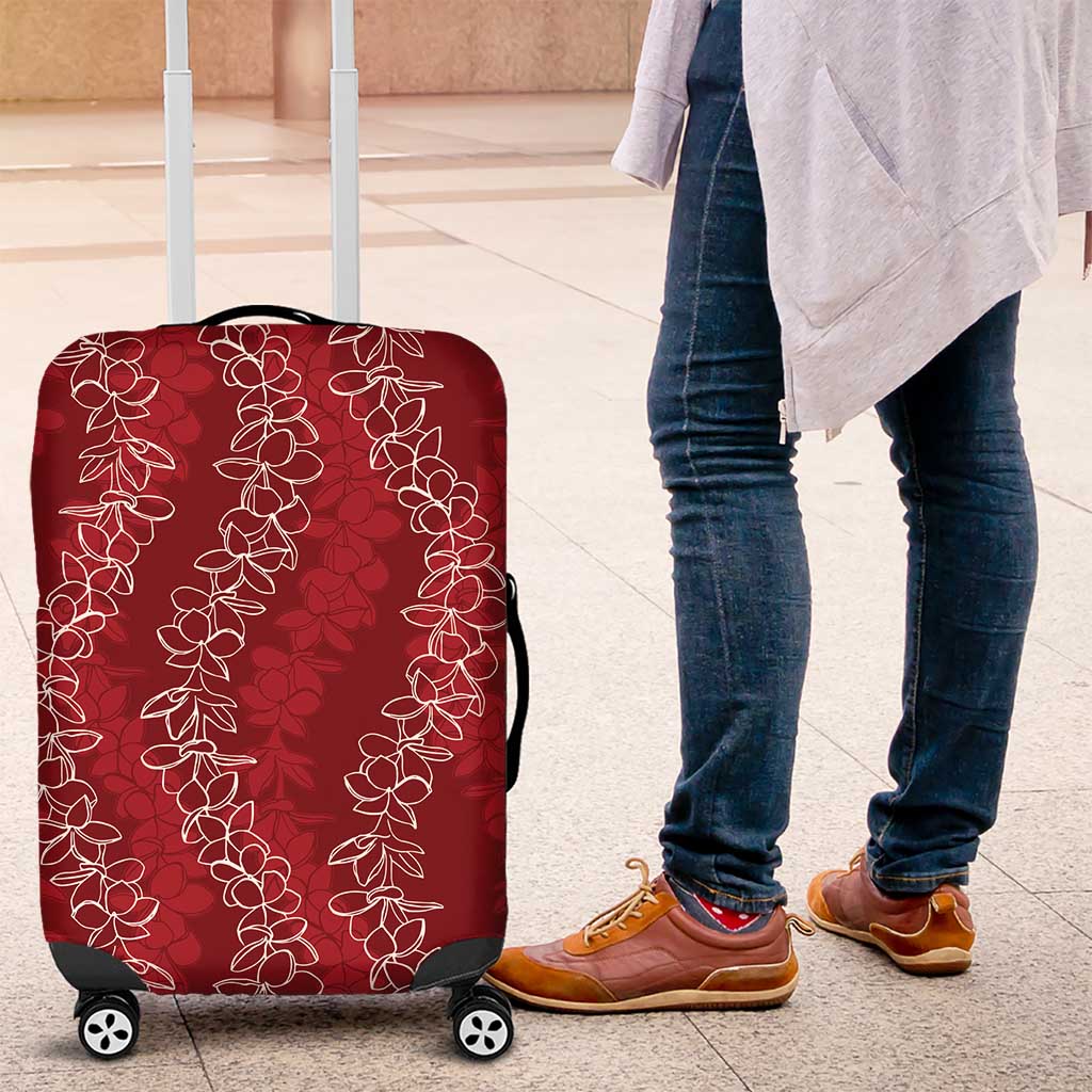 Hawaii Plumeria Lei Luggage Cover Aloha Festive Vibe - Crimson LT7 Crimson - Polynesian Pride
