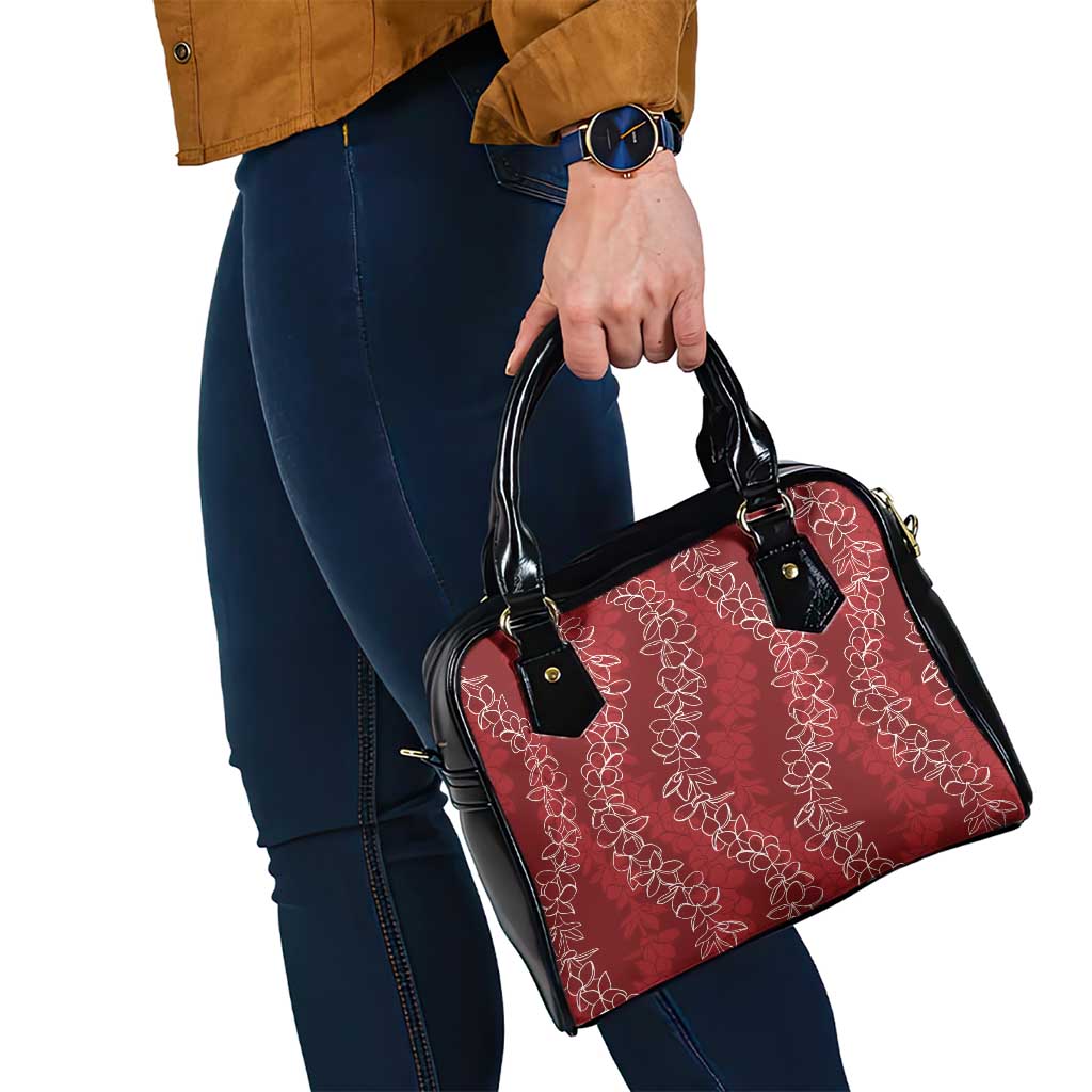 Hawaii Plumeria Lei Shoulder Handbag Aloha Festive Vibe - Crimson LT7 - Polynesian Pride