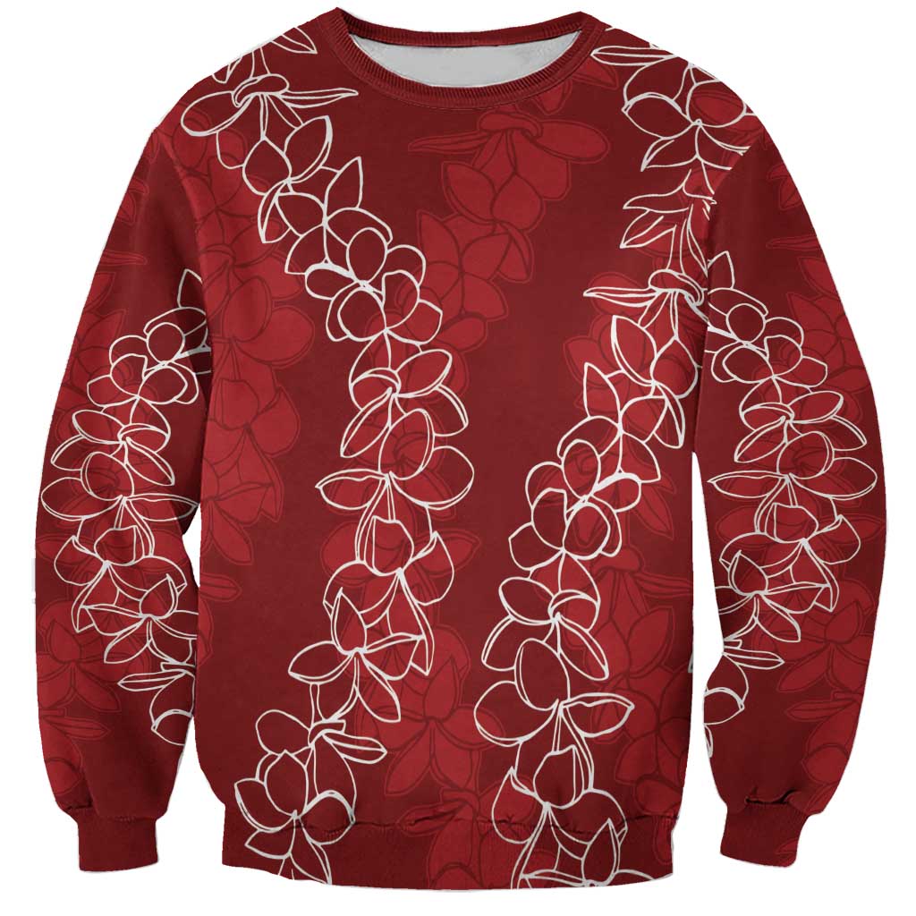 Hawaii Plumeria Lei Sweatshirt Aloha Festive Vibe - Crimson LT7 Unisex Crimson - Polynesian Pride