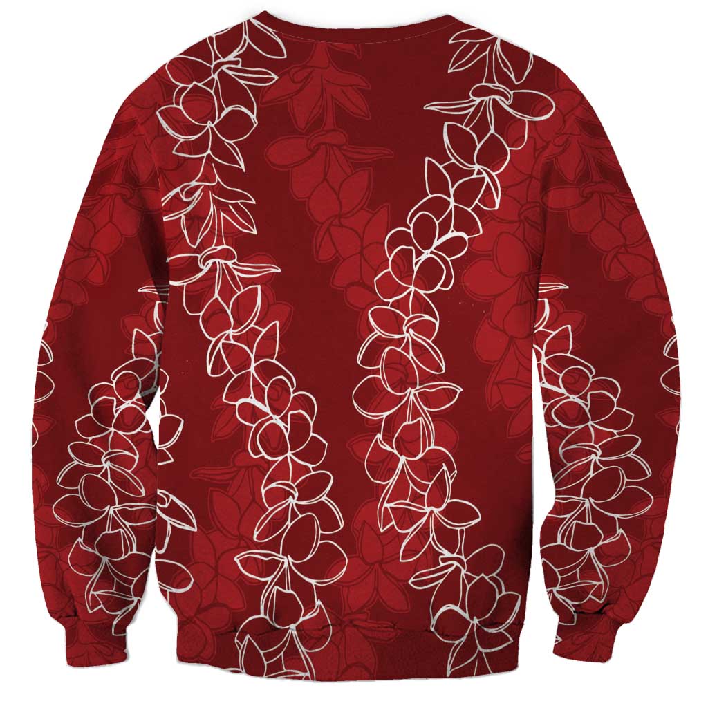 Hawaii Plumeria Lei Sweatshirt Aloha Festive Vibe - Crimson LT7 - Polynesian Pride