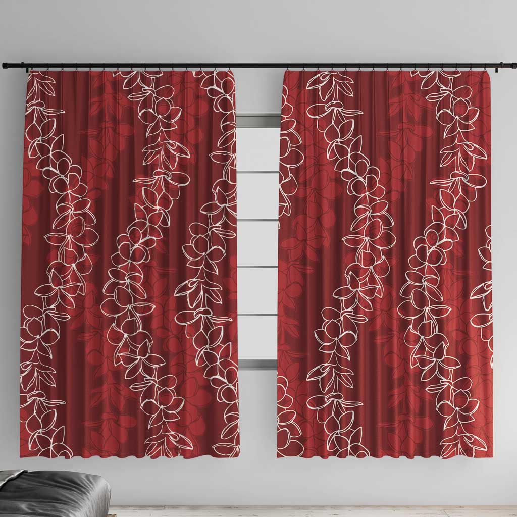 Hawaii Plumeria Lei Window Curtain Aloha Festive Vibe - Crimson LT7 With Hooks Crimson - Polynesian Pride