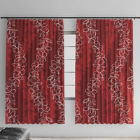 Hawaii Plumeria Lei Window Curtain Aloha Festive Vibe - Crimson LT7 With Hooks Crimson - Polynesian Pride