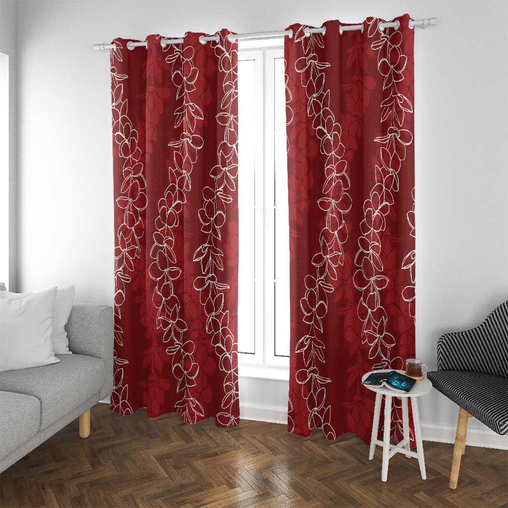 Hawaii Plumeria Lei Window Curtain Aloha Festive Vibe - Crimson LT7 With Grommets Crimson - Polynesian Pride