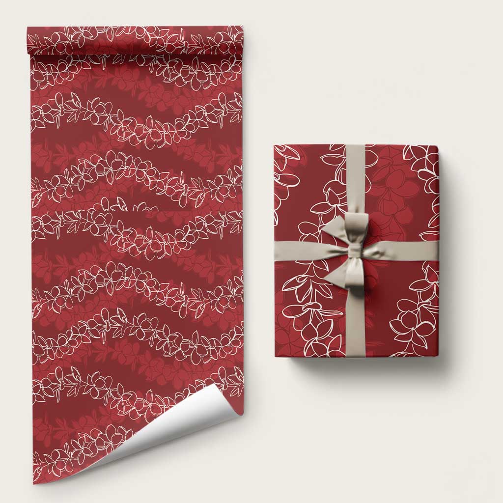 Hawaii Plumeria Lei Wrapping Paper Aloha Festive Vibe - Crimson LT7 58" × 23" Crimson - Polynesian Pride