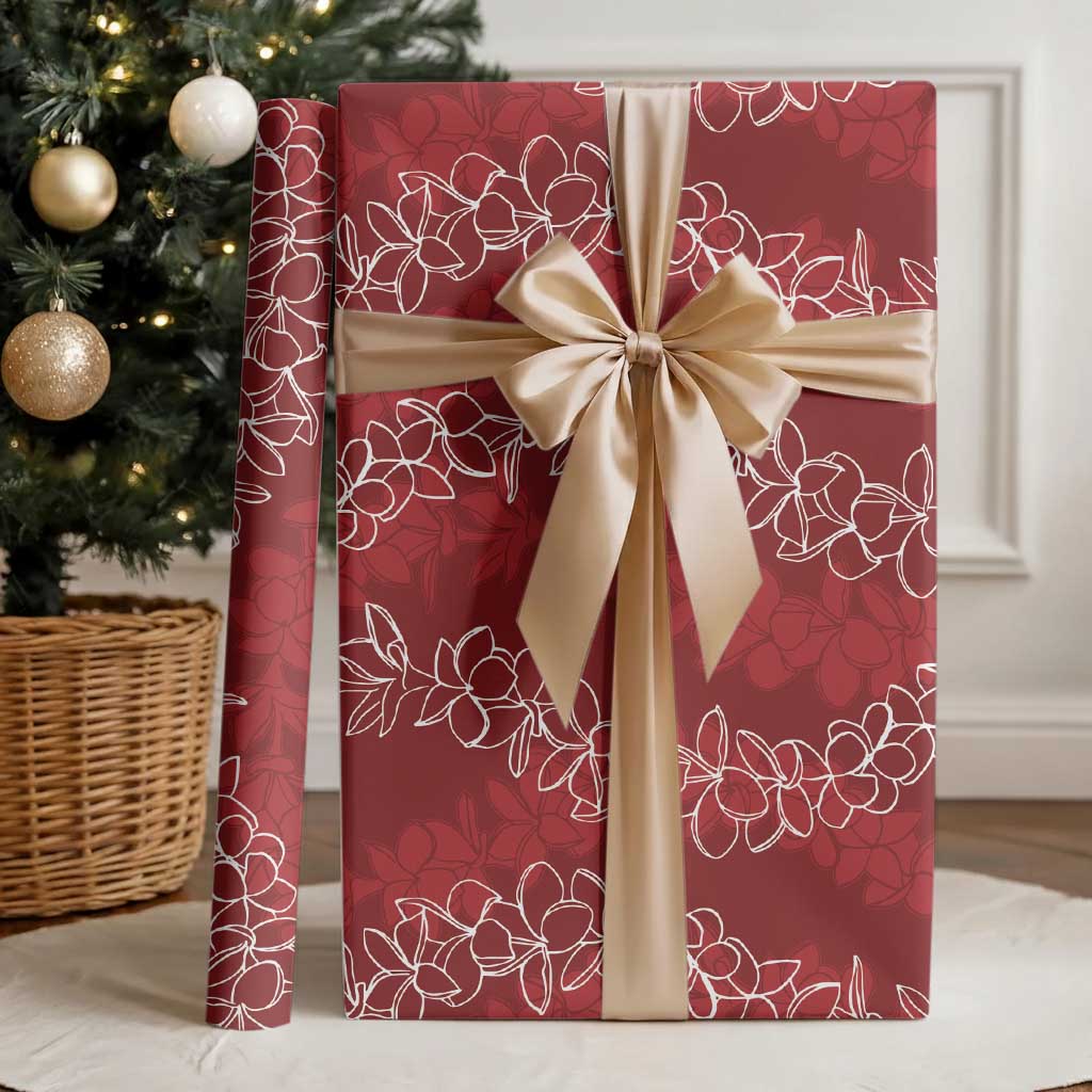 Hawaii Plumeria Lei Wrapping Paper Aloha Festive Vibe - Crimson LT7 - Polynesian Pride
