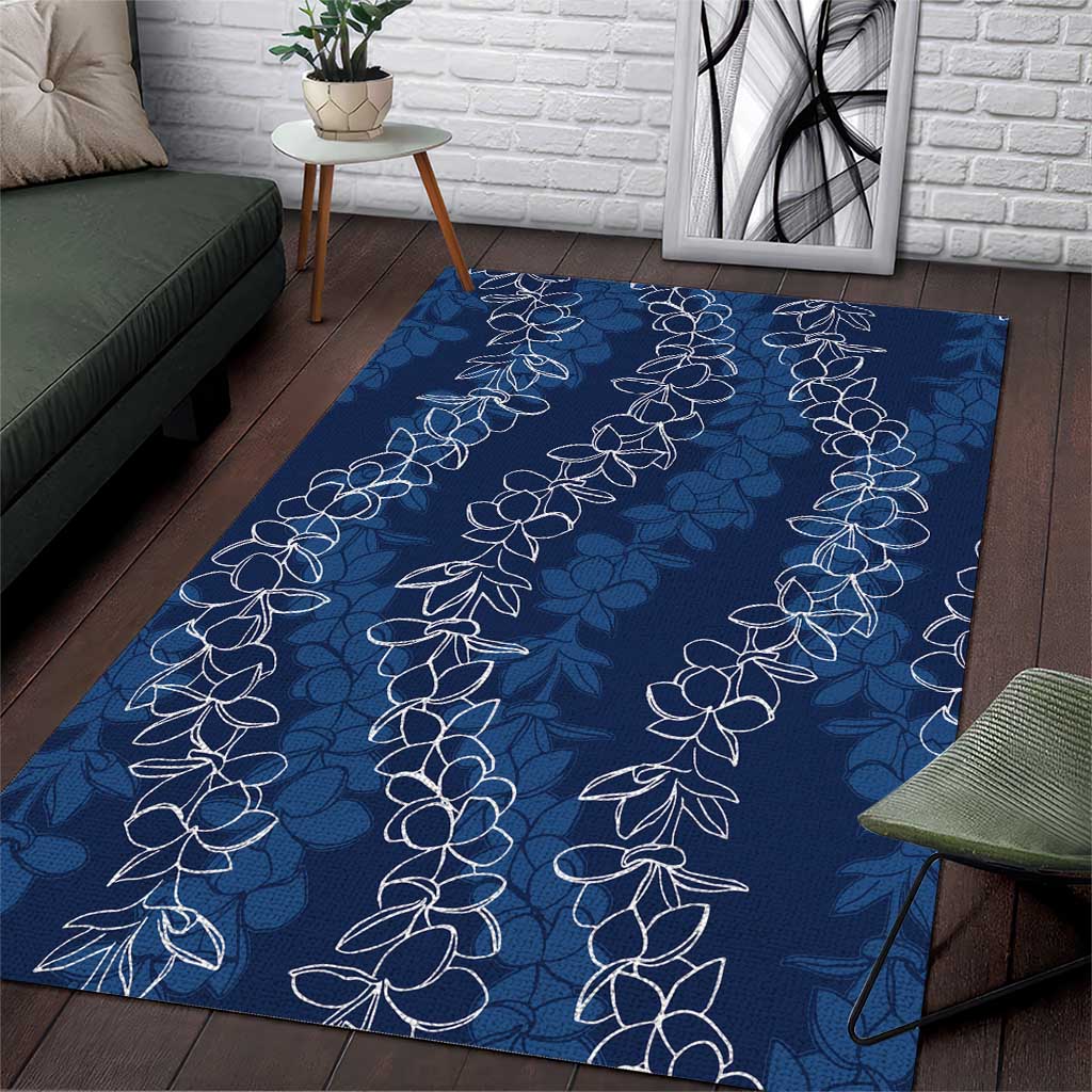 Hawaii Plumeria Lei Area Rug Aloha Festive Vibe - Navy Blue LT7 Navy Blue - Polynesian Pride
