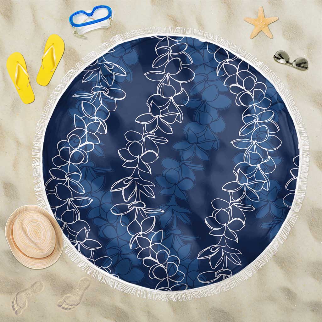 Hawaii Plumeria Lei Beach Blanket Aloha Festive Vibe - Navy Blue LT7 One Size 150cm Navy Blue - Polynesian Pride