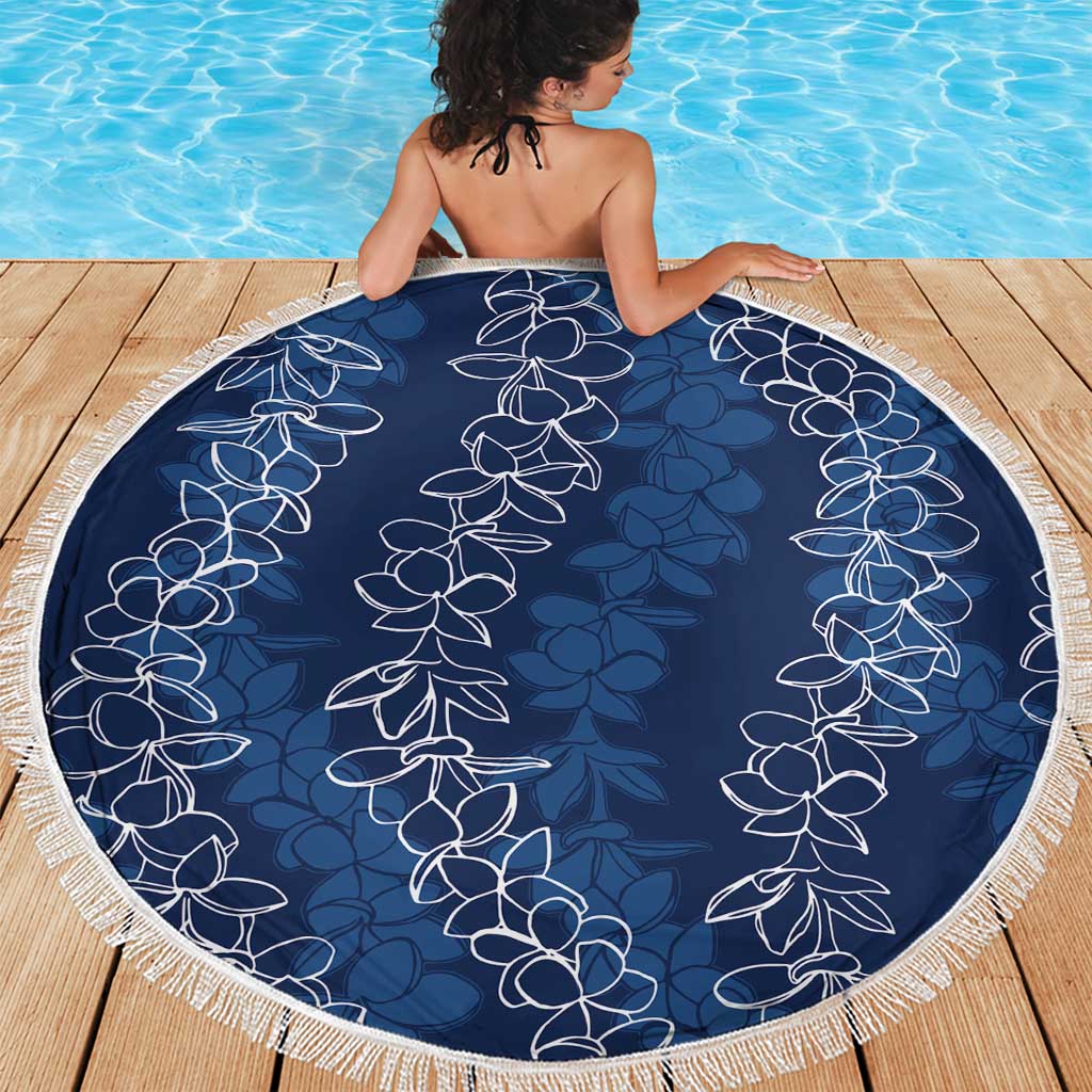 Hawaii Plumeria Lei Beach Blanket Aloha Festive Vibe - Navy Blue LT7 - Polynesian Pride
