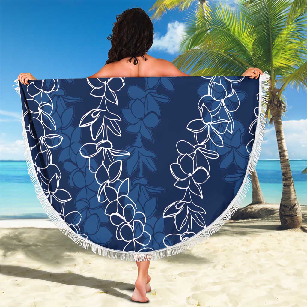 Hawaii Plumeria Lei Beach Blanket Aloha Festive Vibe - Navy Blue LT7 - Polynesian Pride