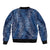 Hawaii Plumeria Lei Bomber Jacket Aloha Festive Vibe - Navy Blue