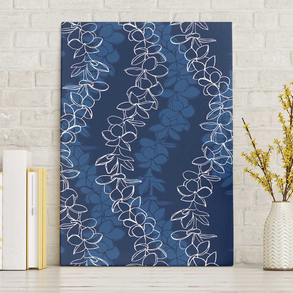 Hawaii Plumeria Lei Canvas Wall Art Aloha Festive Vibe - Navy Blue LT7 Without Frame Navy Blue - Polynesian Pride