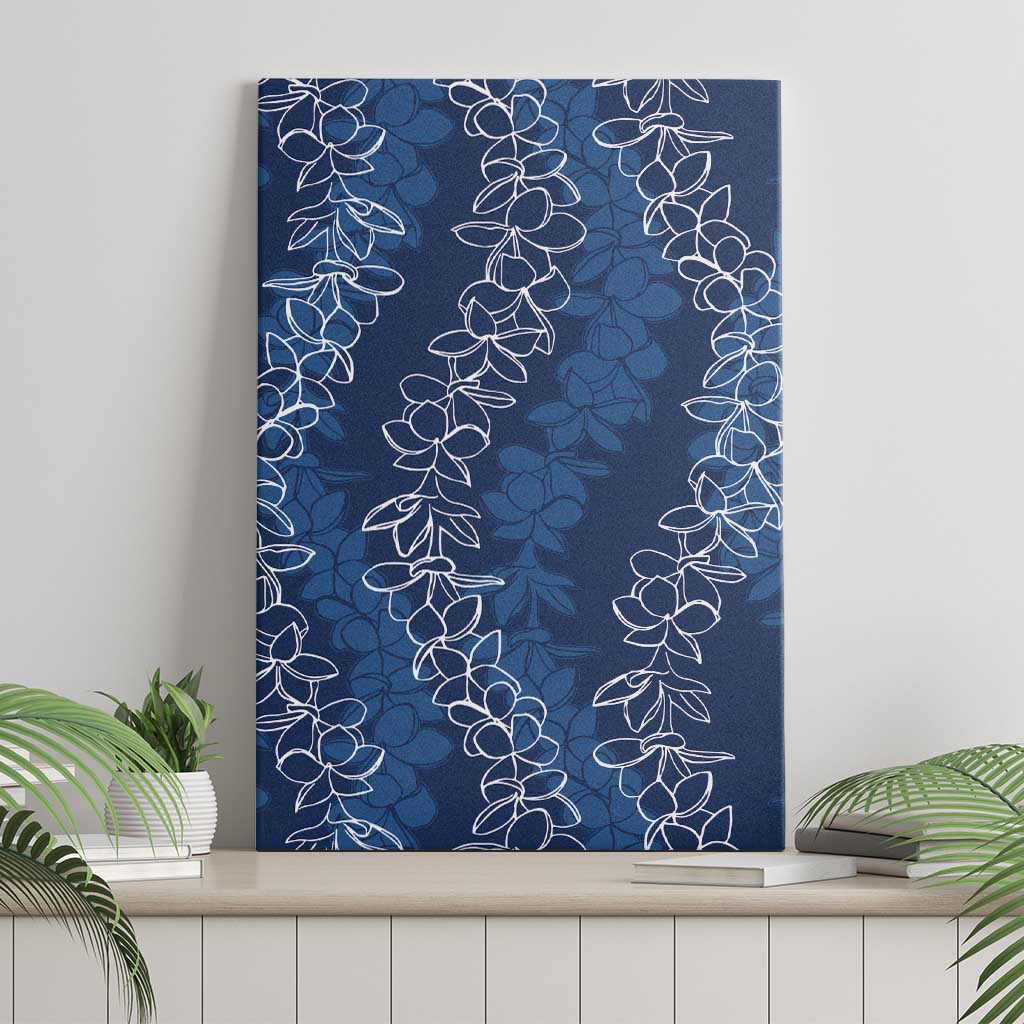 Hawaii Plumeria Lei Canvas Wall Art Aloha Festive Vibe - Navy Blue LT7 - Polynesian Pride