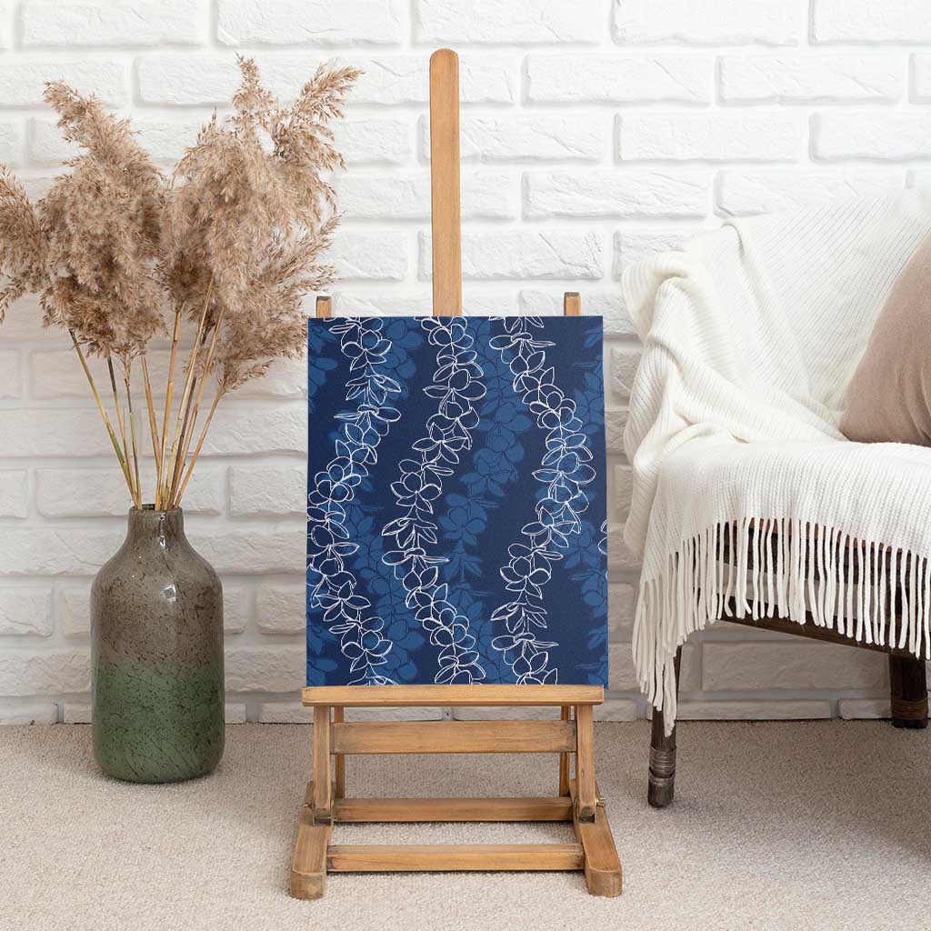 Hawaii Plumeria Lei Canvas Wall Art Aloha Festive Vibe - Navy Blue LT7 - Polynesian Pride