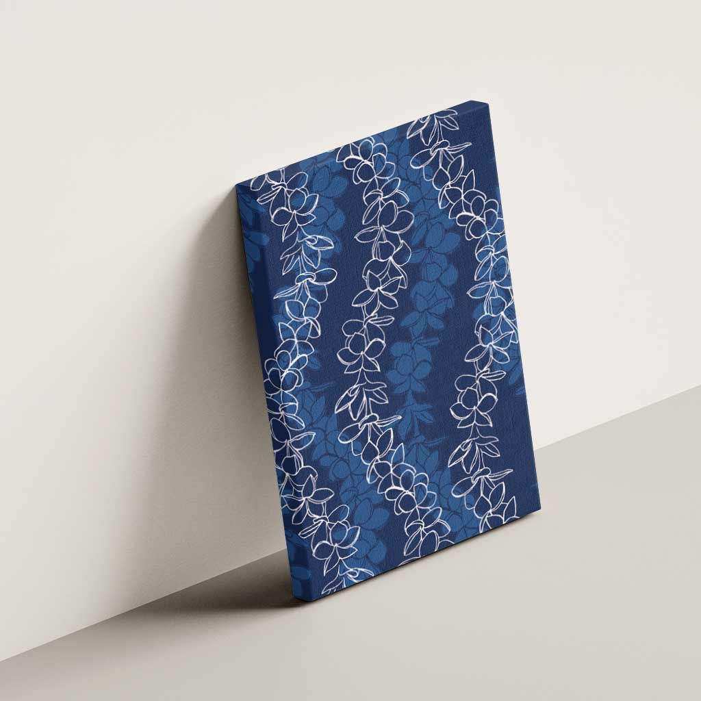 Hawaii Plumeria Lei Canvas Wall Art Aloha Festive Vibe - Navy Blue LT7 - Polynesian Pride