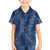 Hawaii Plumeria Lei Family Matching Off Shoulder Short Dress and Hawaiian Shirt Aloha Festive Vibe - Navy Blue