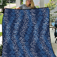 Hawaii Plumeria Lei Quilt Aloha Festive Vibe - Navy Blue LT7 Navy Blue - Polynesian Pride