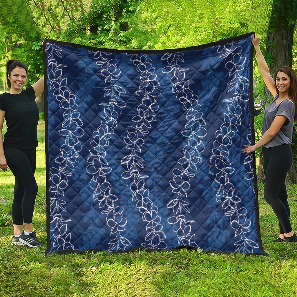Hawaii Plumeria Lei Quilt Aloha Festive Vibe - Navy Blue LT7 - Polynesian Pride