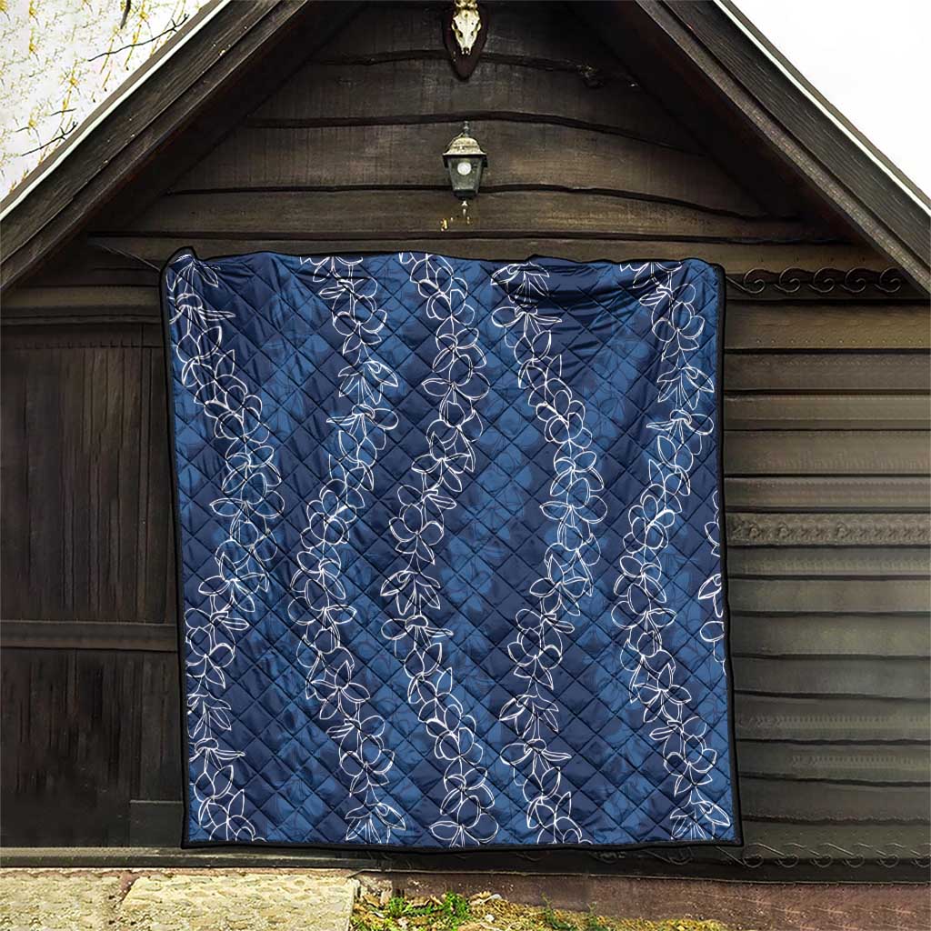 Hawaii Plumeria Lei Quilt Aloha Festive Vibe - Navy Blue LT7 - Polynesian Pride