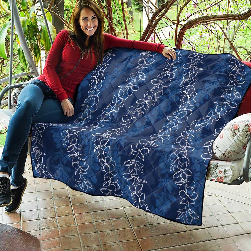 Hawaii Plumeria Lei Quilt Aloha Festive Vibe - Navy Blue LT7 - Polynesian Pride
