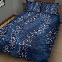 Hawaii Plumeria Lei Quilt Bed Set Aloha Festive Vibe - Navy Blue LT7 - Polynesian Pride