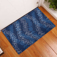 Hawaii Plumeria Lei Rubber Doormat Aloha Festive Vibe - Navy Blue LT7 - Polynesian Pride