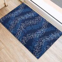 Hawaii Plumeria Lei Rubber Doormat Aloha Festive Vibe - Navy Blue LT7 - Polynesian Pride