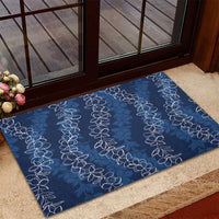 Hawaii Plumeria Lei Rubber Doormat Aloha Festive Vibe - Navy Blue LT7 - Polynesian Pride