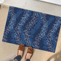 Hawaii Plumeria Lei Rubber Doormat Aloha Festive Vibe - Navy Blue LT7 - Polynesian Pride