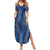 Hawaii Plumeria Lei Summer Maxi Dress Aloha Festive Vibe - Navy Blue