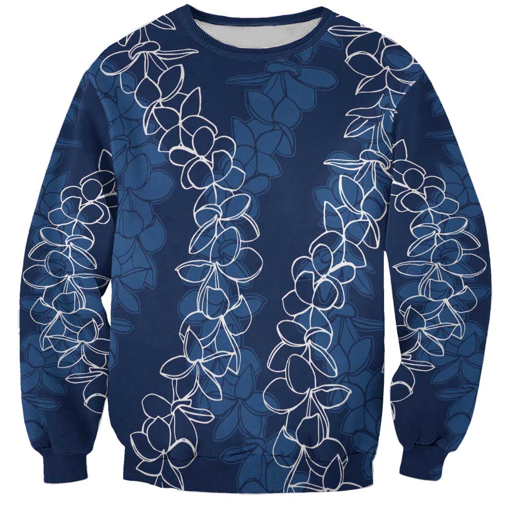 Hawaii Plumeria Lei Sweatshirt Aloha Festive Vibe - Navy Blue LT7 Unisex Navy Blue - Polynesian Pride