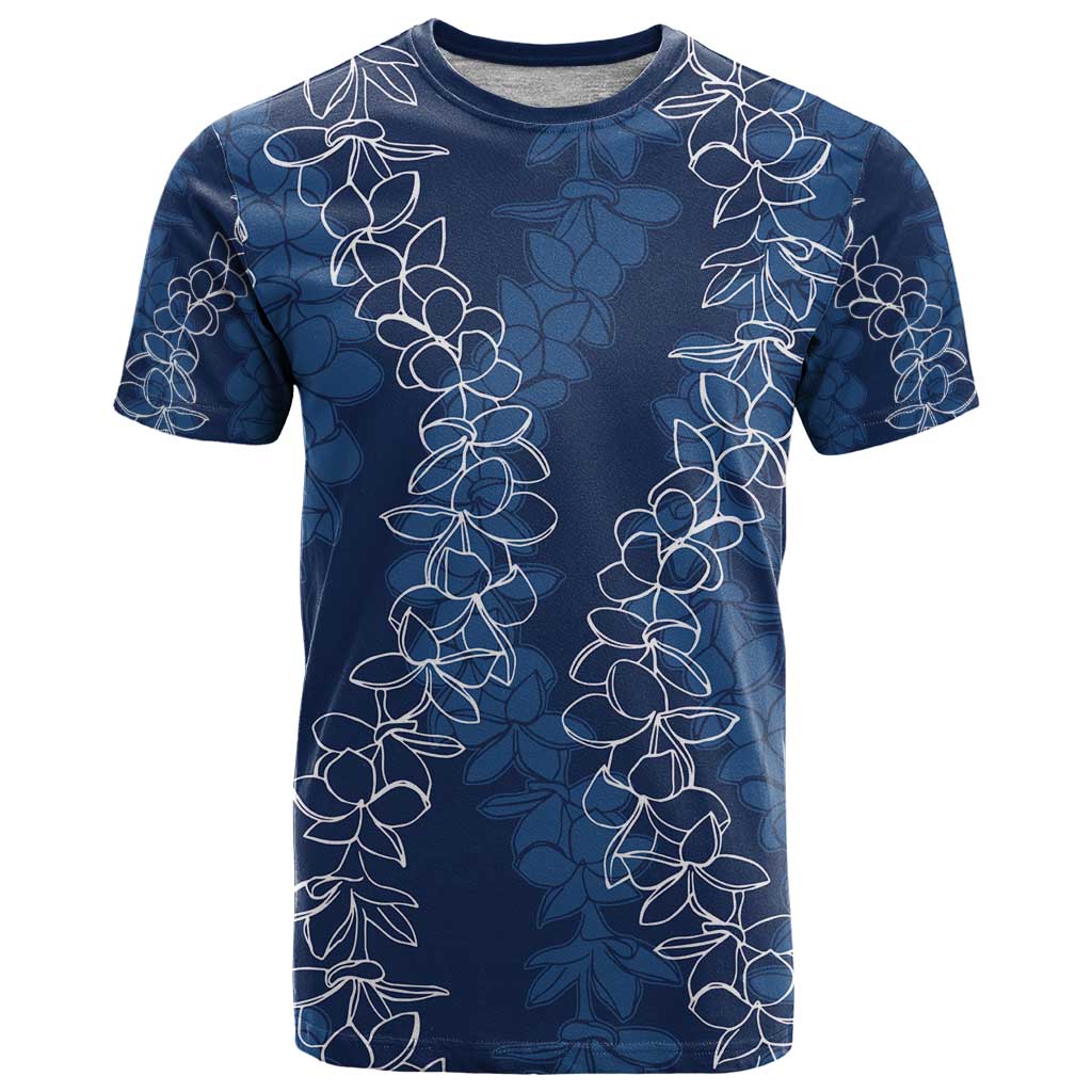 Hawaii Plumeria Lei T Shirt Aloha Festive Vibe - Navy Blue LT7 Navy Blue - Polynesian Pride