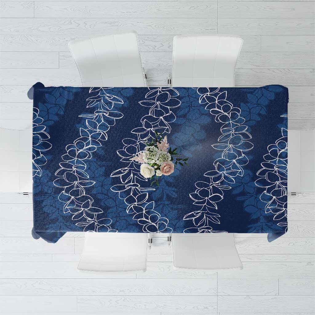 Hawaii Plumeria Lei Tablecloth Aloha Festive Vibe - Navy Blue