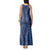 Hawaii Plumeria Lei Tank Maxi Dress Aloha Festive Vibe - Navy Blue